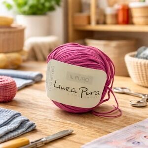 Lana Grossa Linissimo Linea Pura Crochet Yarn Pink Cotton Linen 50g